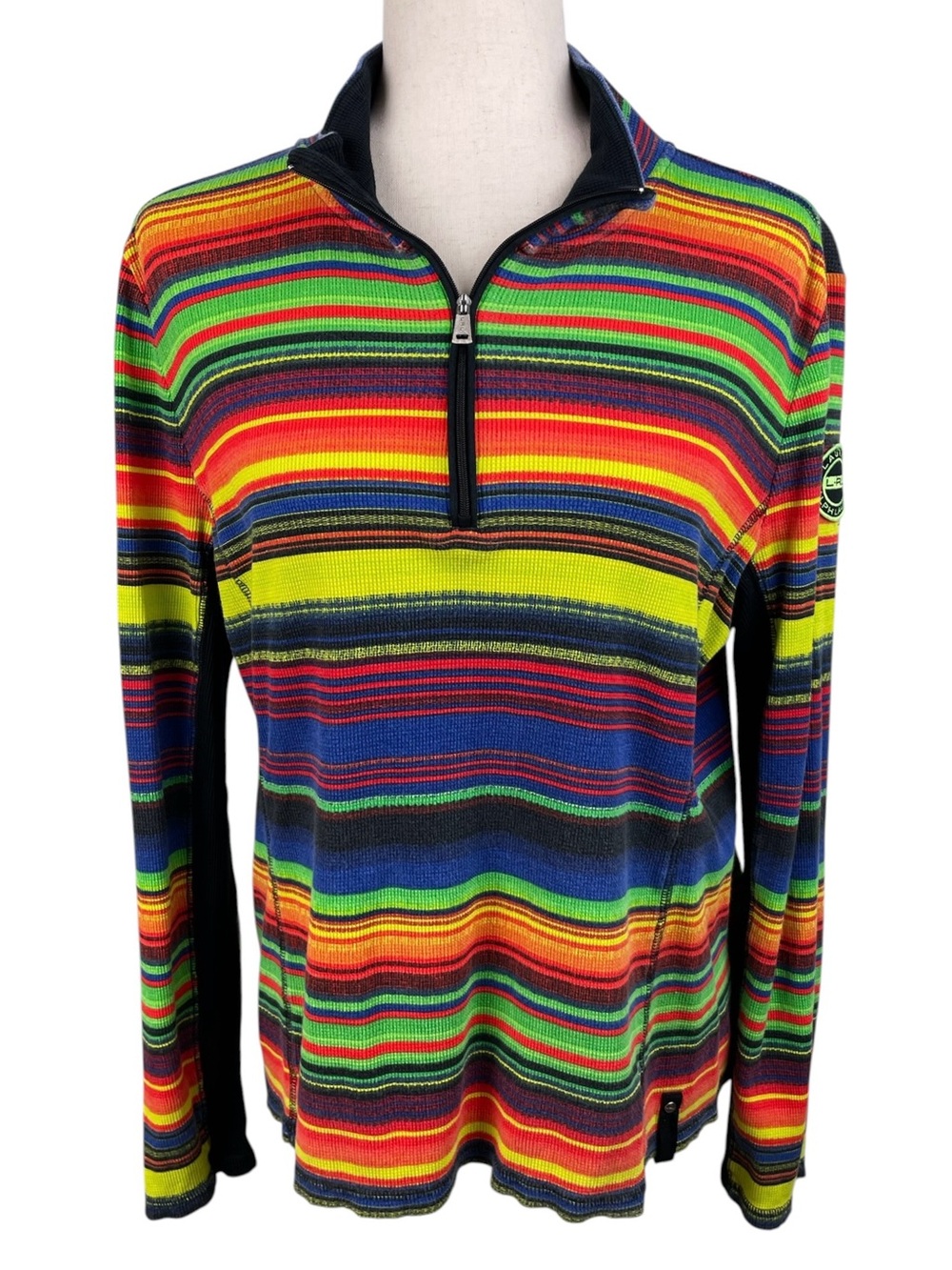 Vintage Y2K Lauren Ralph Lauren Active Rainbow Stripe Quarter Zip Pullover XL